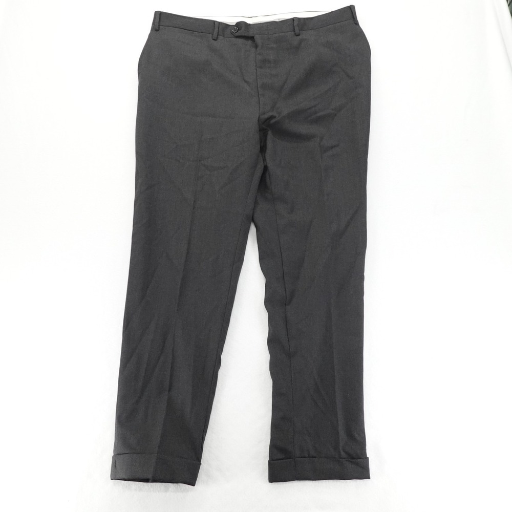 Canali‎ Dress Pants Mens 38 Gray Cuffed Wool Flat Front Career Office Designer